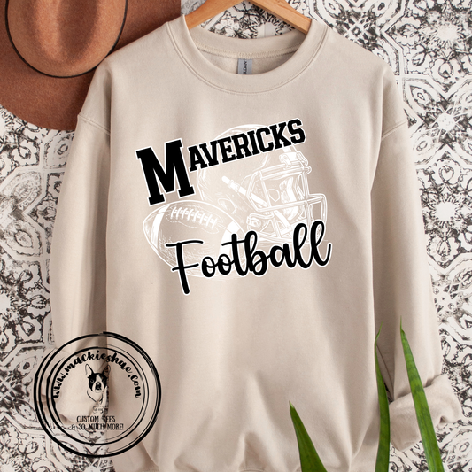 Mavs- Mavericks Football with Ball and Hemet Sand Crewneck Sweatshirt