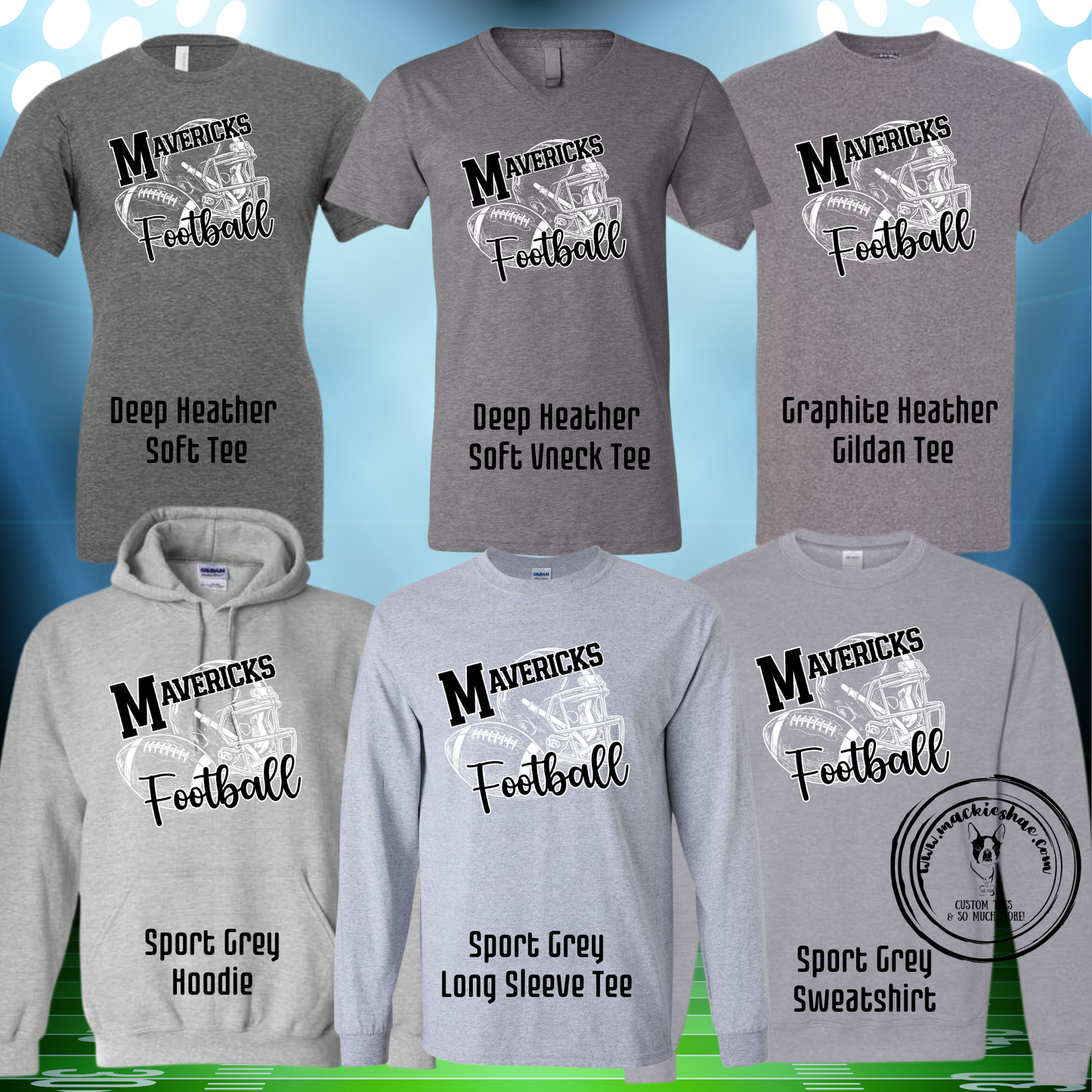 Mavs- Mavericks Football with Ball and Helmet Grey Gear