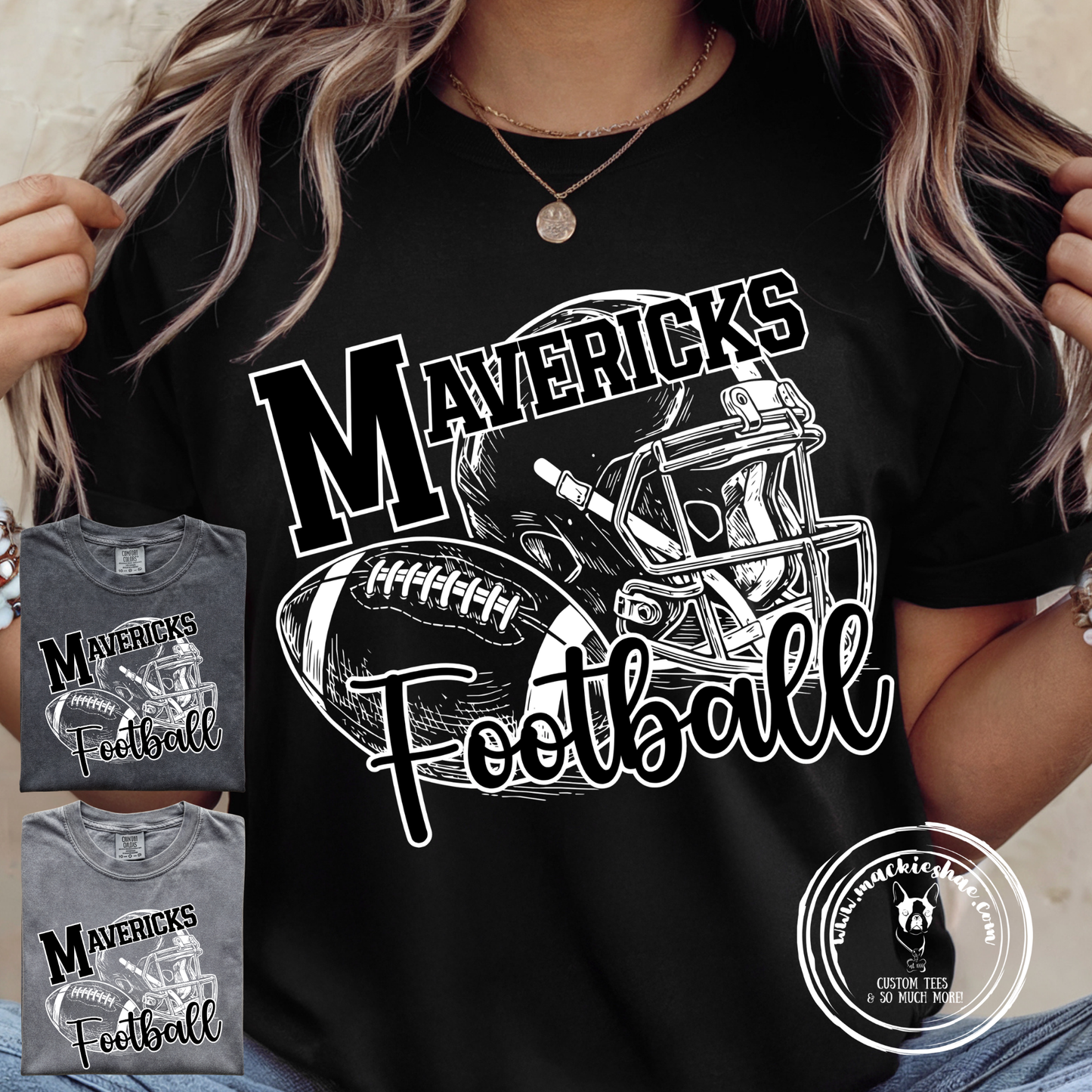 Mavs- Mavericks Football with Ball and Helmet Comfort Colors Garment-Dyed Tee