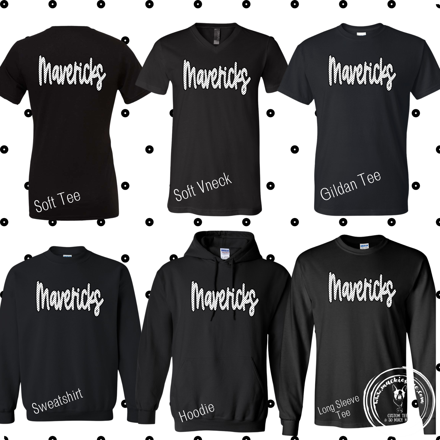 Mavs- Mavericks Polka Dot Black Gear
