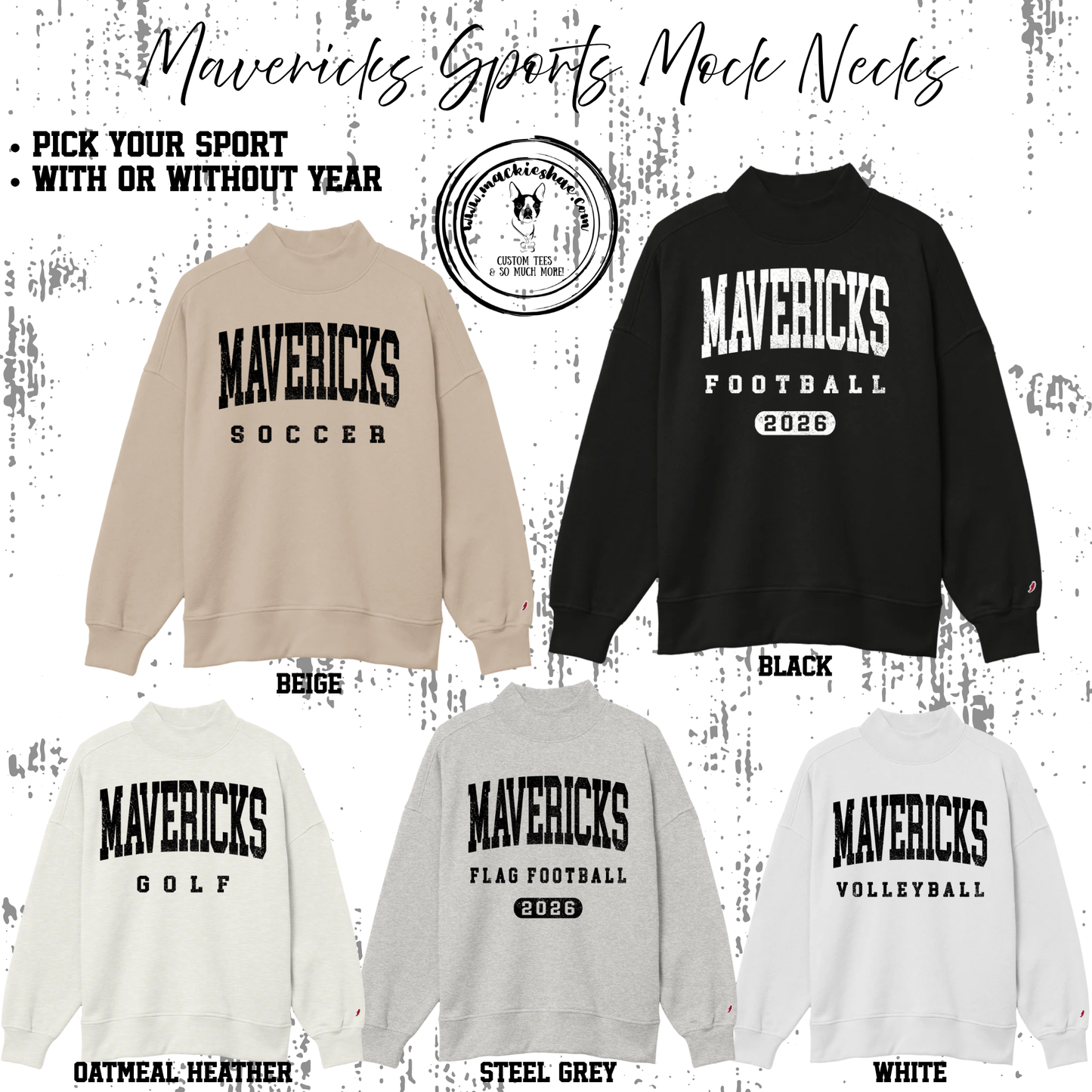 Mavs- Mavericks Sports (with or without year) Women's Mock Neck, Pick your Sport!