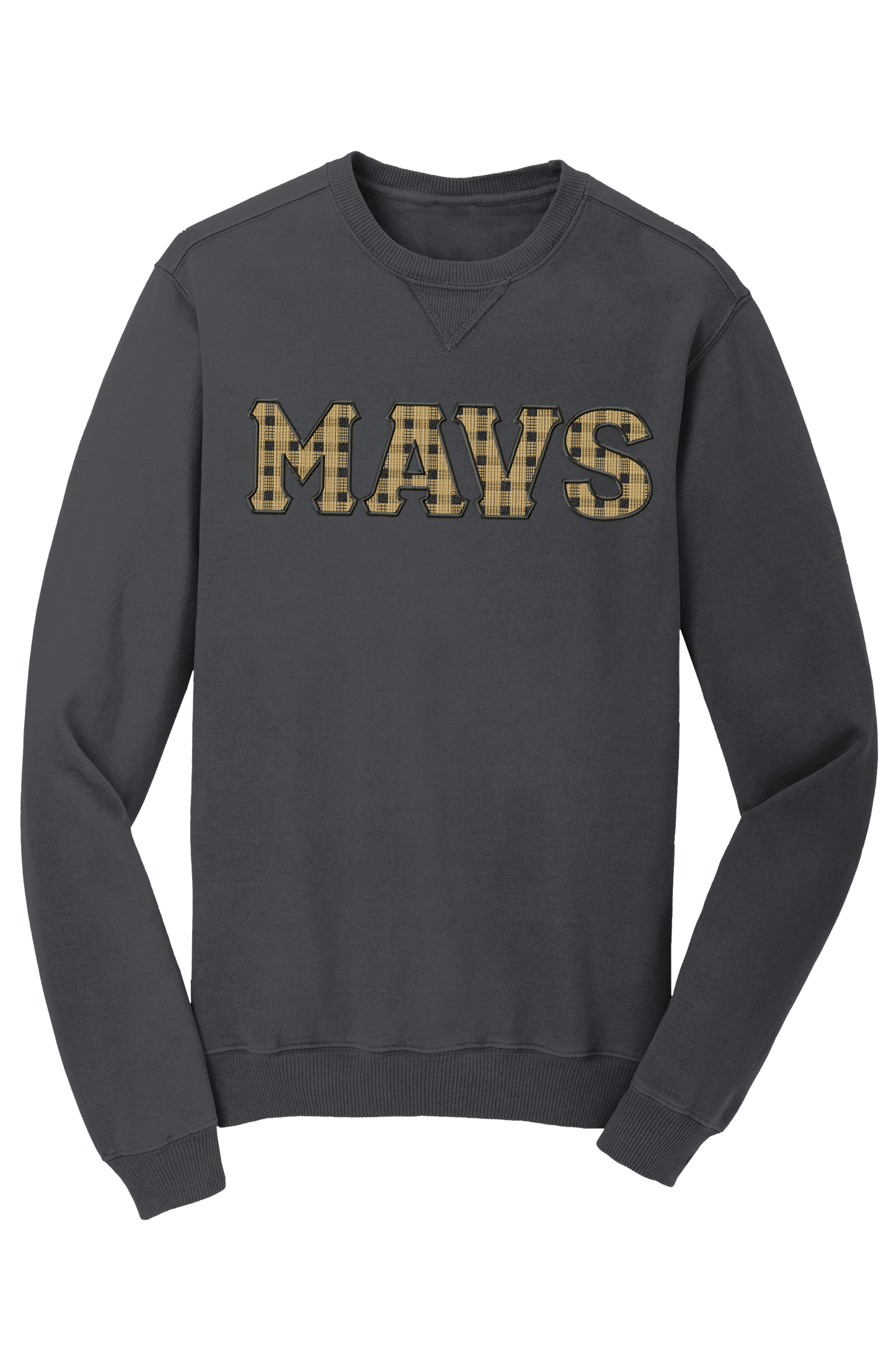 Mavs- Mavs Gingham Embroidered Applique Beach Wash Sweatshirt
