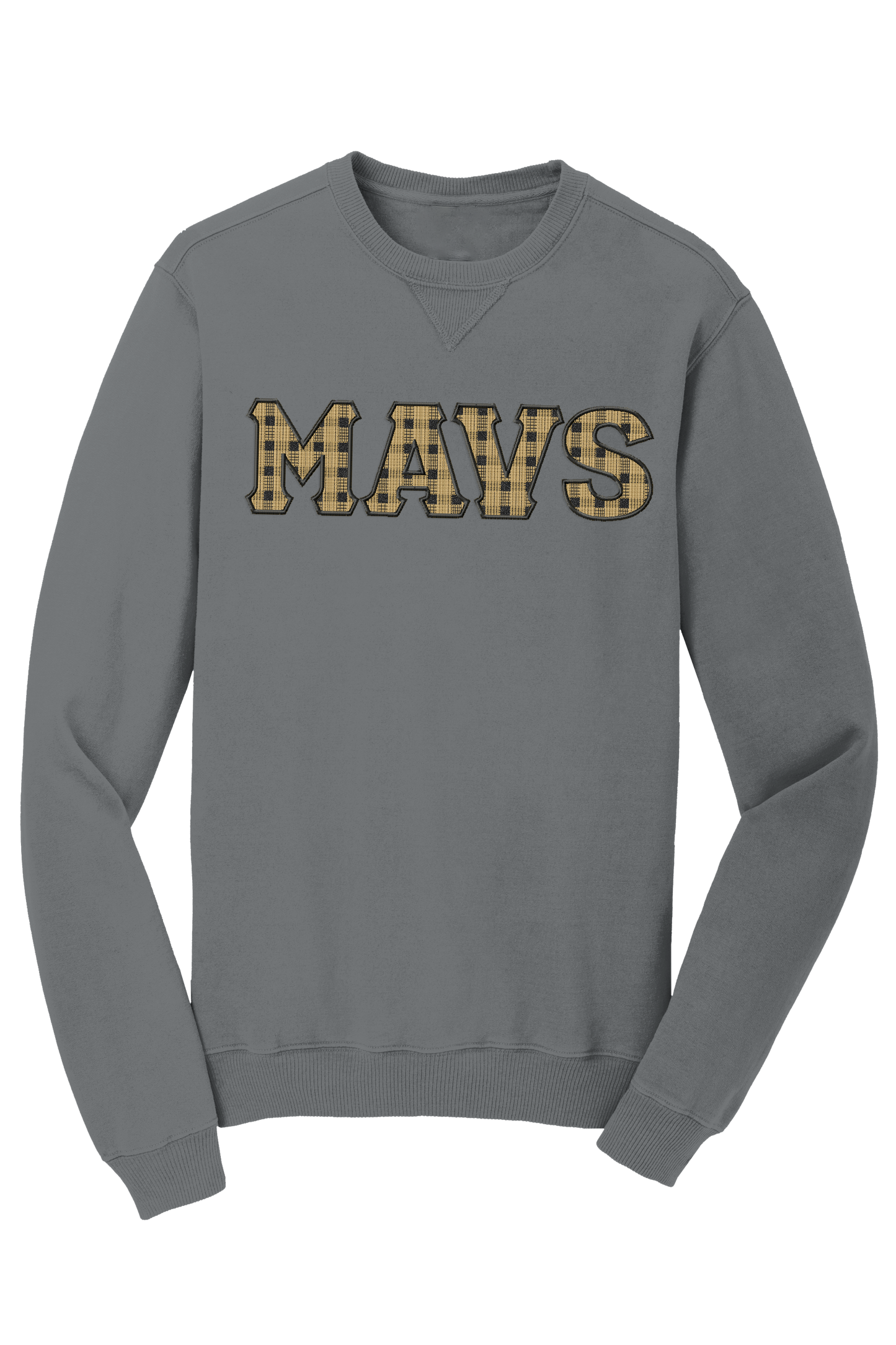 Mavs- Mavs Gingham Embroidered Applique Beach Wash Sweatshirt
