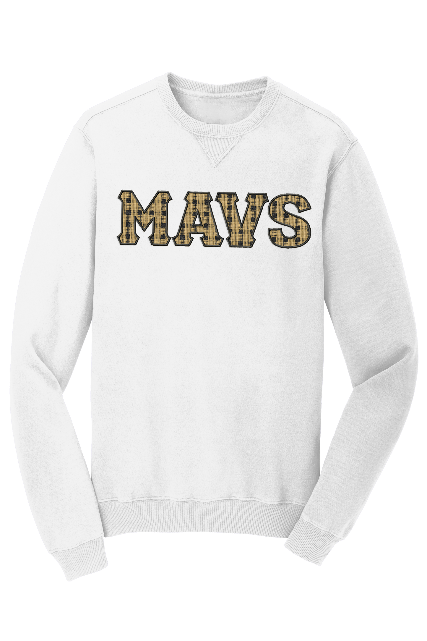 Mavs- Mavs Gingham Embroidered Applique Beach Wash Sweatshirt