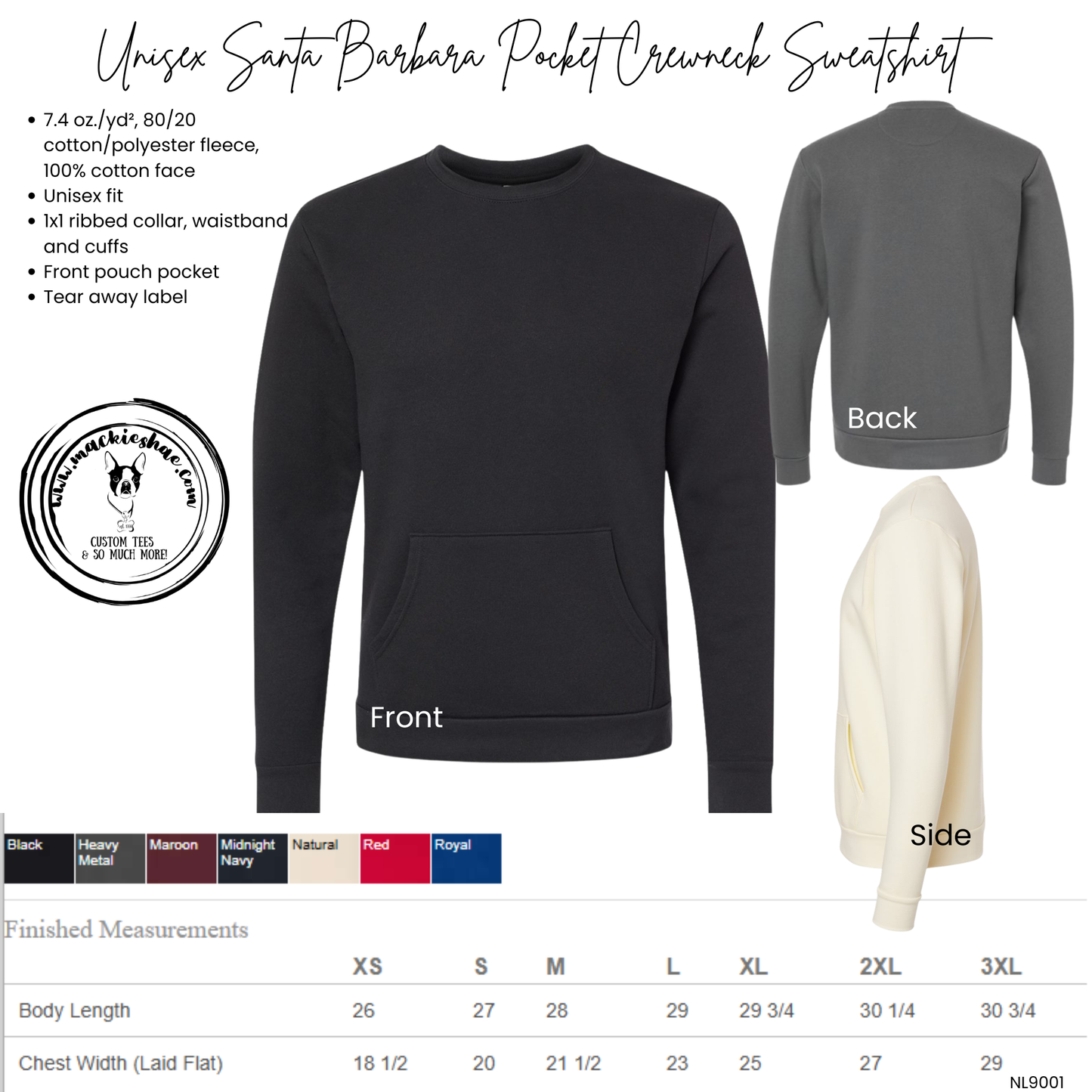 MSHS Counseling (can be any school, title, colors) Custom Shirt, Unisex Santa Barbara Pocket Crewneck Sweatshirt