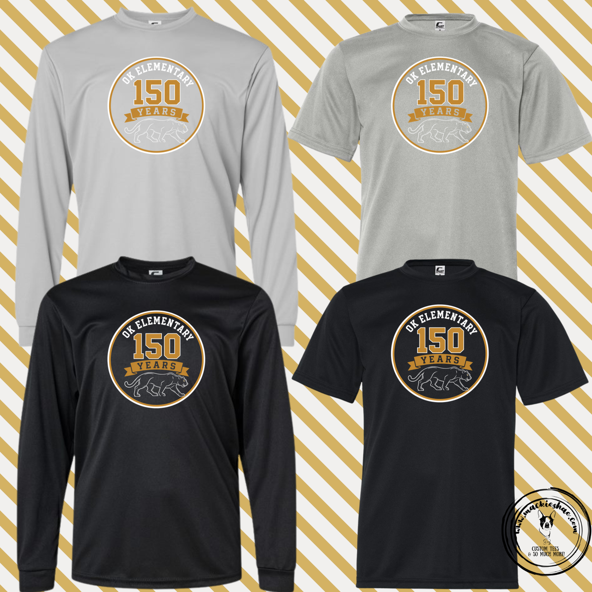 OK- OK Elementary 150 Years Circle Performance Drifit Short Sleeve and Long Sleeve Tee