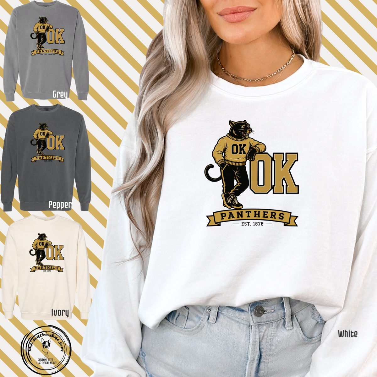 OK- OK Panthers Est 1876 Garment Dyed Unisex Crewneck Sweatshirt