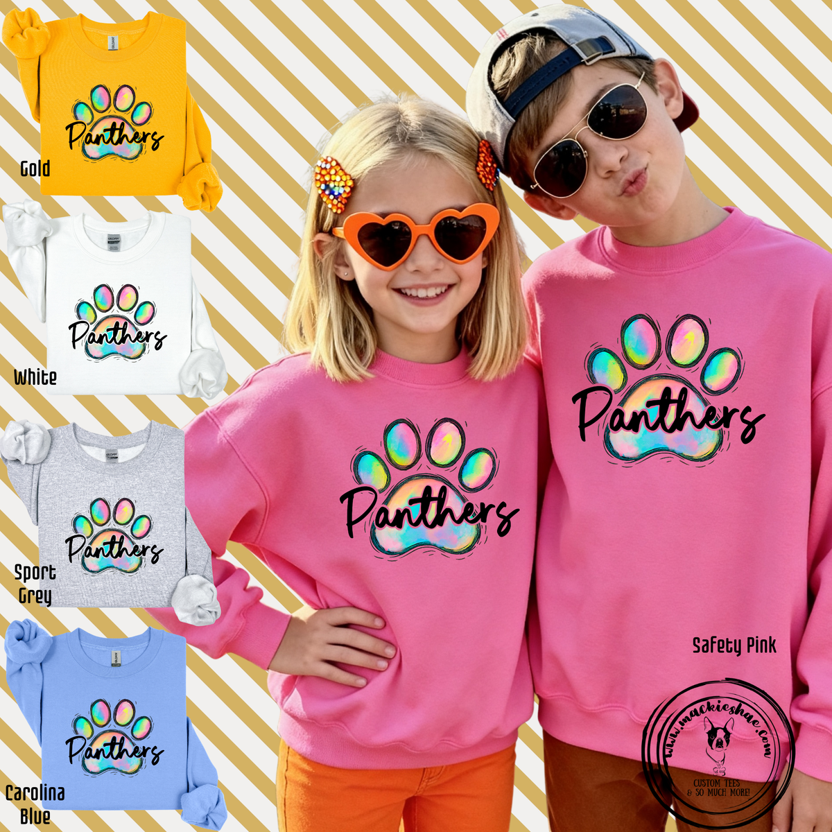 OK- Watercolor Paw Panthers Crewneck Sweatshirt