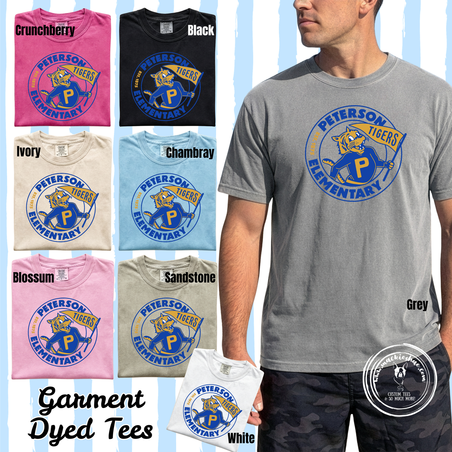 Peterson Elementary- Tigers Est 1875 Garment Dyed Tee