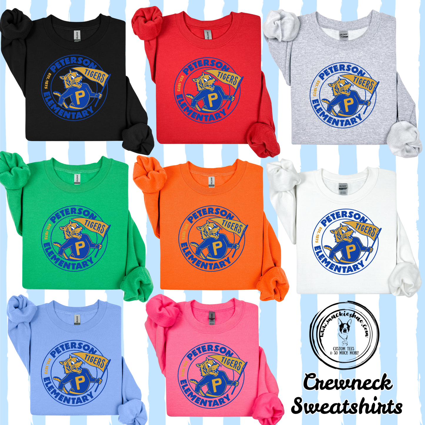 Peterson Elementary- Tigers Est 1875 Crewneck Sweatshirt