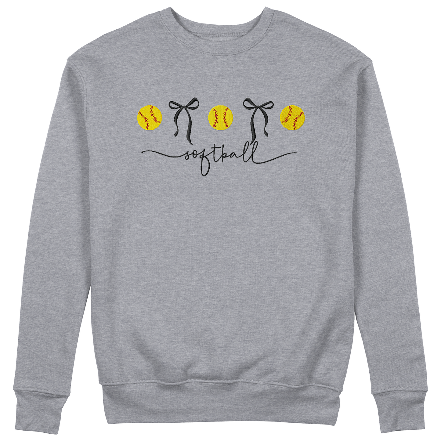 Softball Bows Embroidered Blend Crewneck Sweatshirt (Get any Sport)