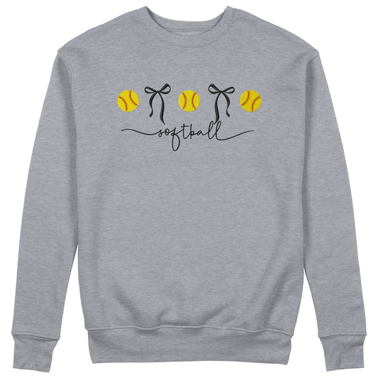 Softball Bows Embroidered Blend Crewneck Sweatshirt (Get any Sport)