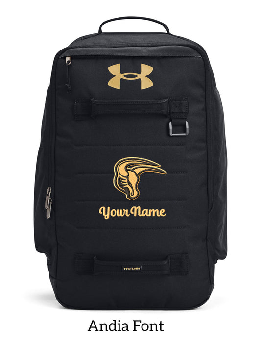 MSIS PTO-Maverick Under Armour Contain Black with Gold UA Backpack with Embroidery Design, Personalize with your Name!