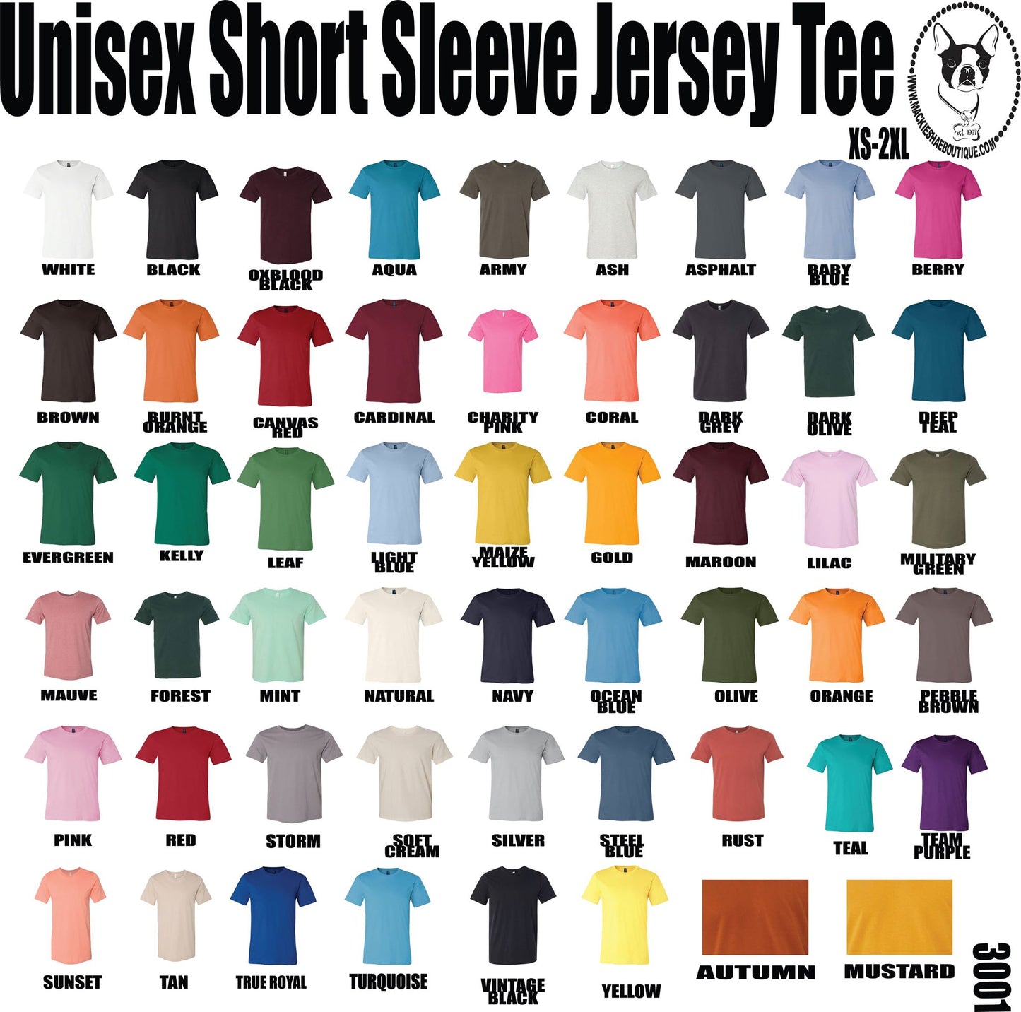 Unisex Short Sleeve Soft Jersey Tee, Crew Neck