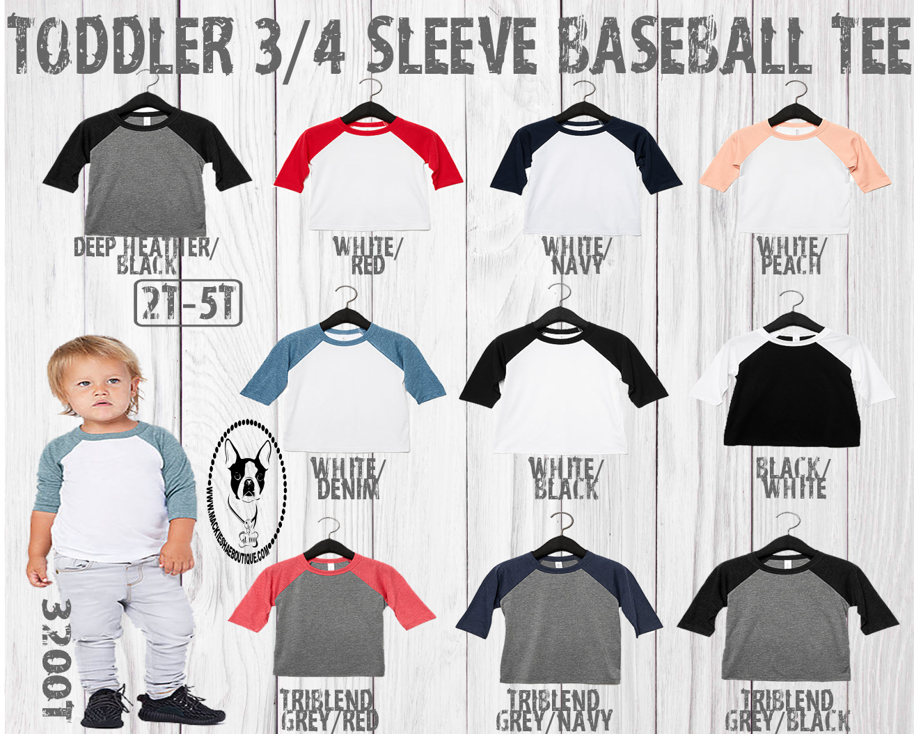 Toddler 3/4 Sleeve Baseball Tee