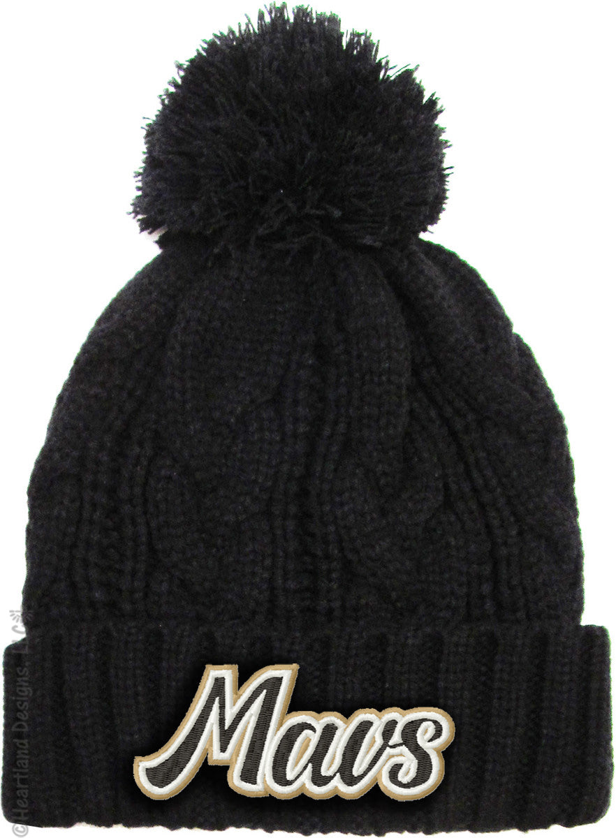 MSIS PTO-Mavs Embroidered Cabled Pom Beanie, 2 Color Options