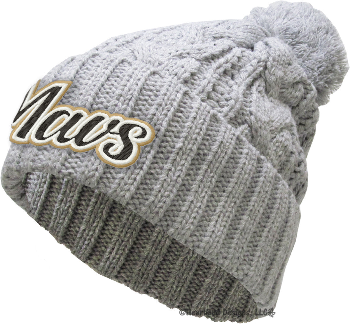 MSIS PTO-Mavs Embroidered Cabled Pom Beanie, 2 Color Options