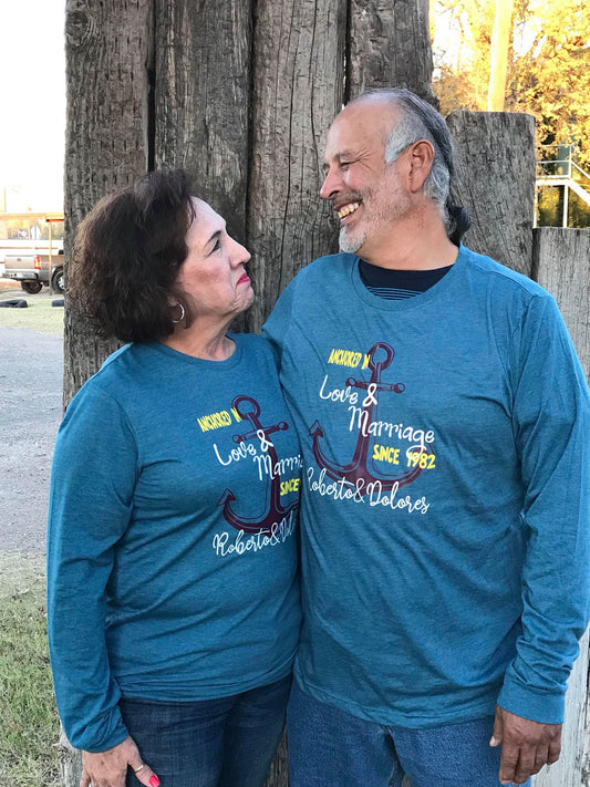 Anchored in Love and Marriage Custom Shirt (Personalize), Long Sleeve