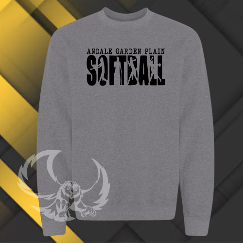 Garden Plain Softball Crewneck Sweatshirt for Youth and Adults (3 Color Options)