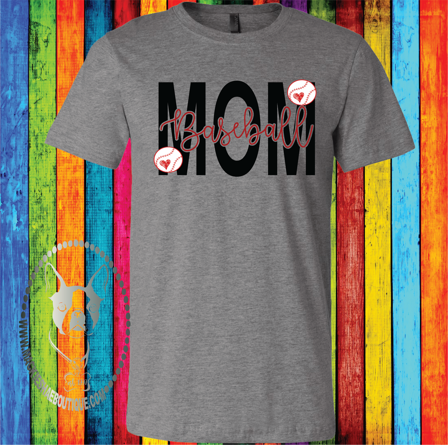Baseball Mom with Hearts Custom Shirt, Soft Short Sleeve