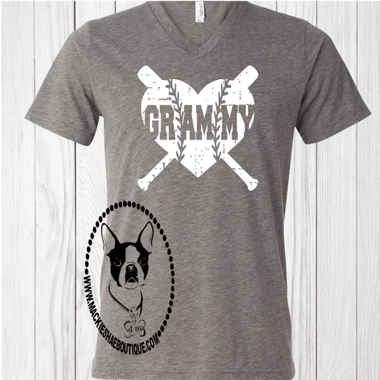 Baseball/Softball Grammy Heart Custom Shirt, Short-Sleeve