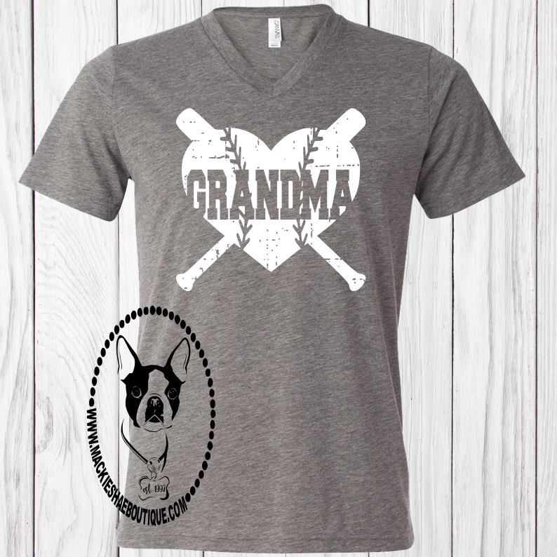 Baseball/Softball Grandma Heart Custom Shirt, Short-Sleeve