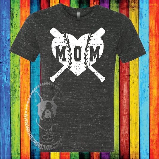 Baseball/Softball Mom Heart Custom Shirt, Short-Sleeve