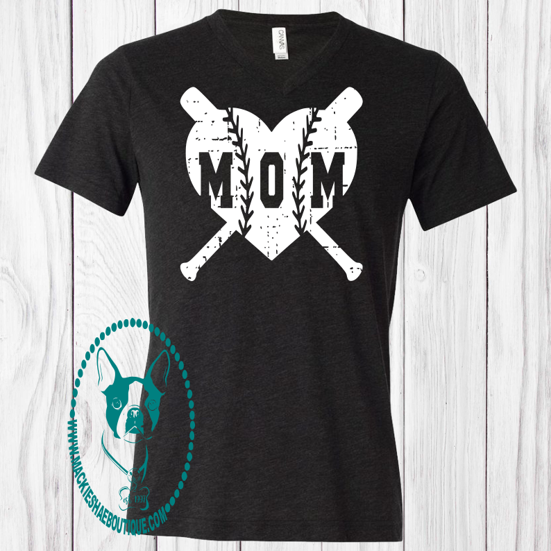 Baseball/Softball Mom Heart Custom Shirt, Short-Sleeve