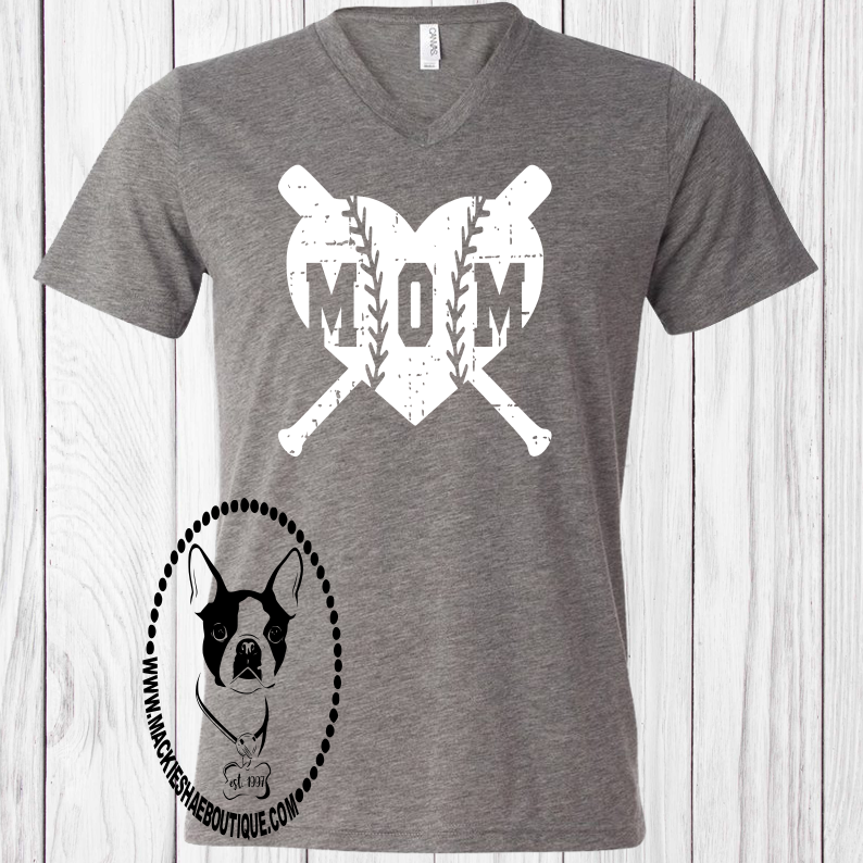 Baseball/Softball Mom Heart Custom Shirt, Short-Sleeve