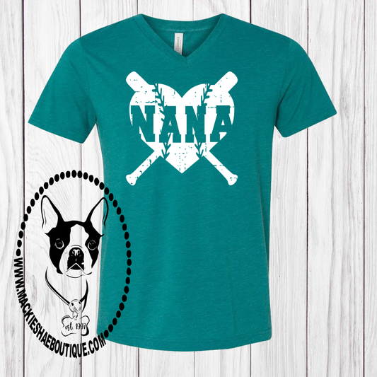 Baseball/Softball Nana Heart Custom Shirt, Short-Sleeve