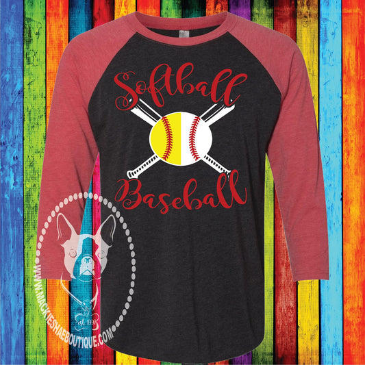 Softball Baseball Bats Custom Shirt, 3/4 Sleeve