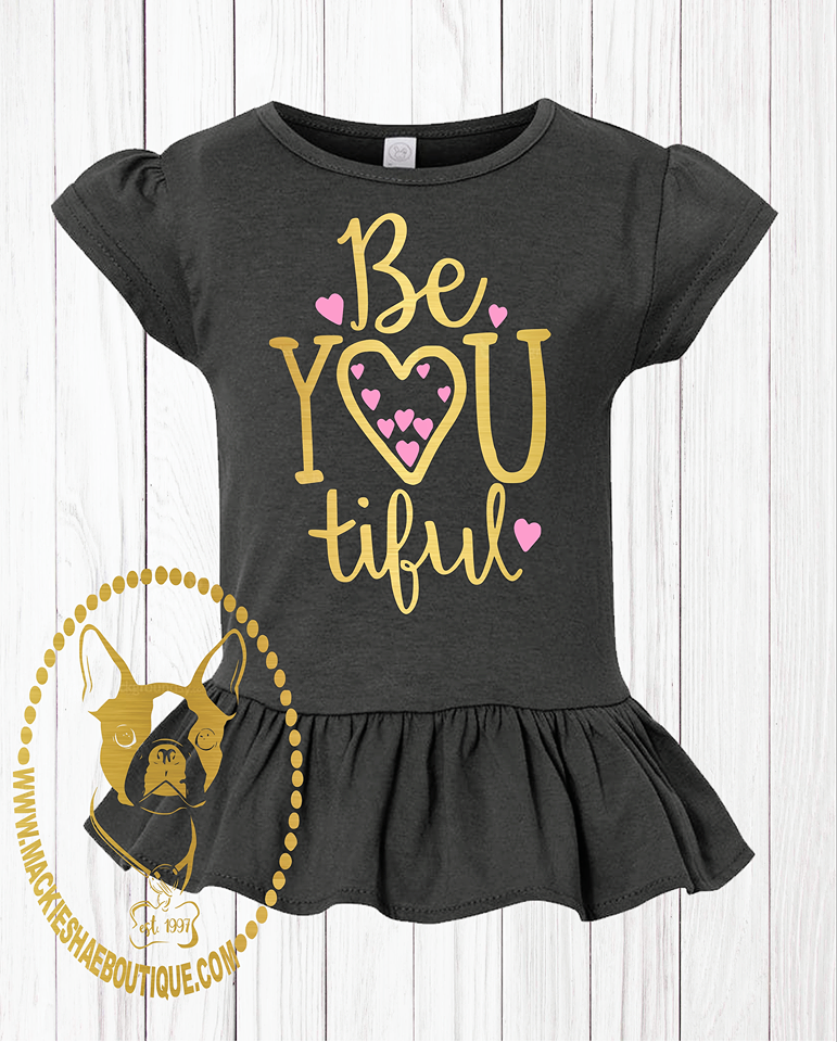 Be YOU tiful Custom Shirt for Kids, Short-Sleeve Ruffle Tee