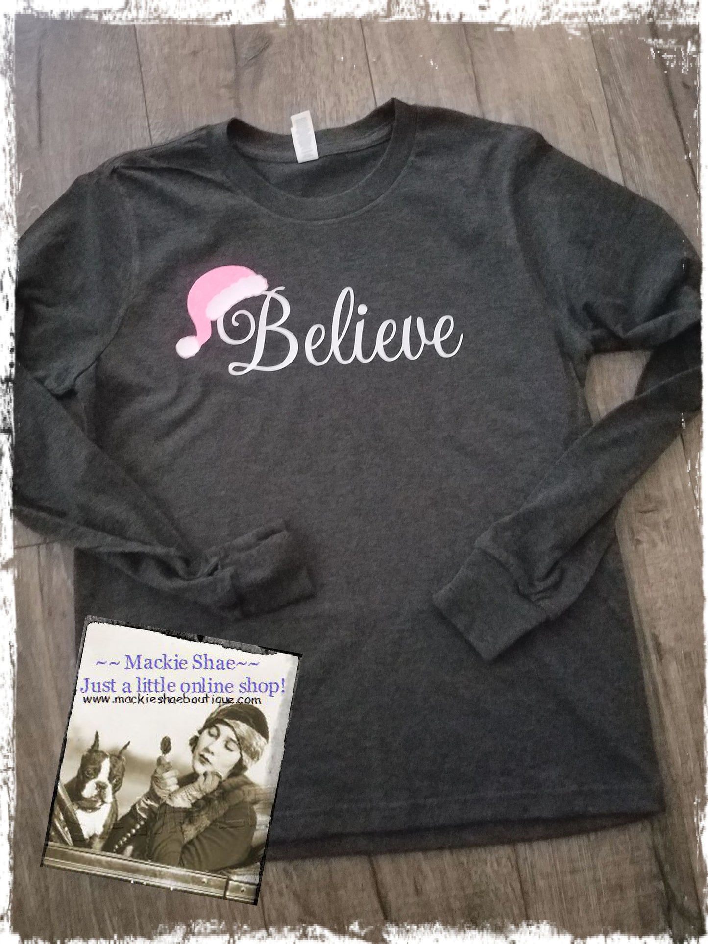 Believe with Santa Hat Custom Shirt for Kids, Long-Sleeve