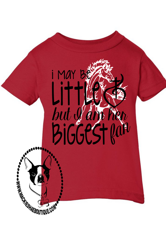 I May Be Little But I am Her Biggest Fan, Sacred Heart Mustangs Custom Shirt for Kids (Get Any Team)