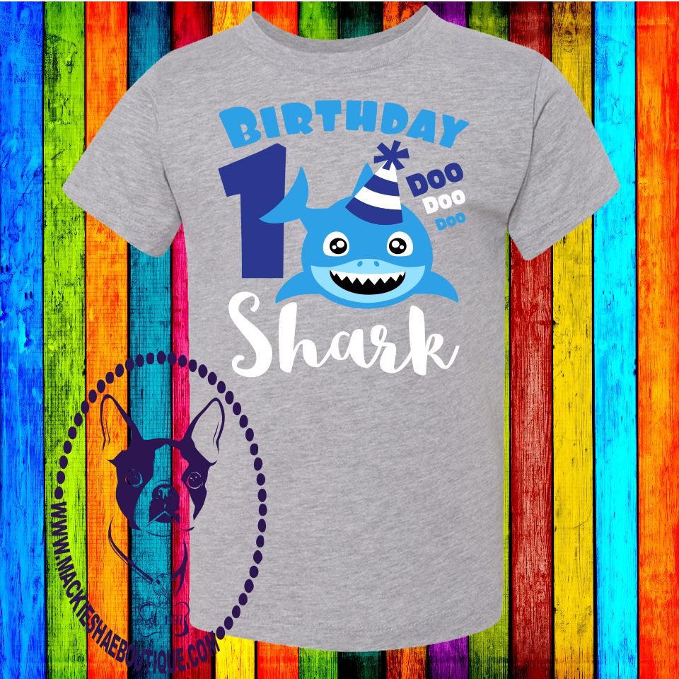 Birthday Shark Custom Shirt for Kids, Short Sleeve