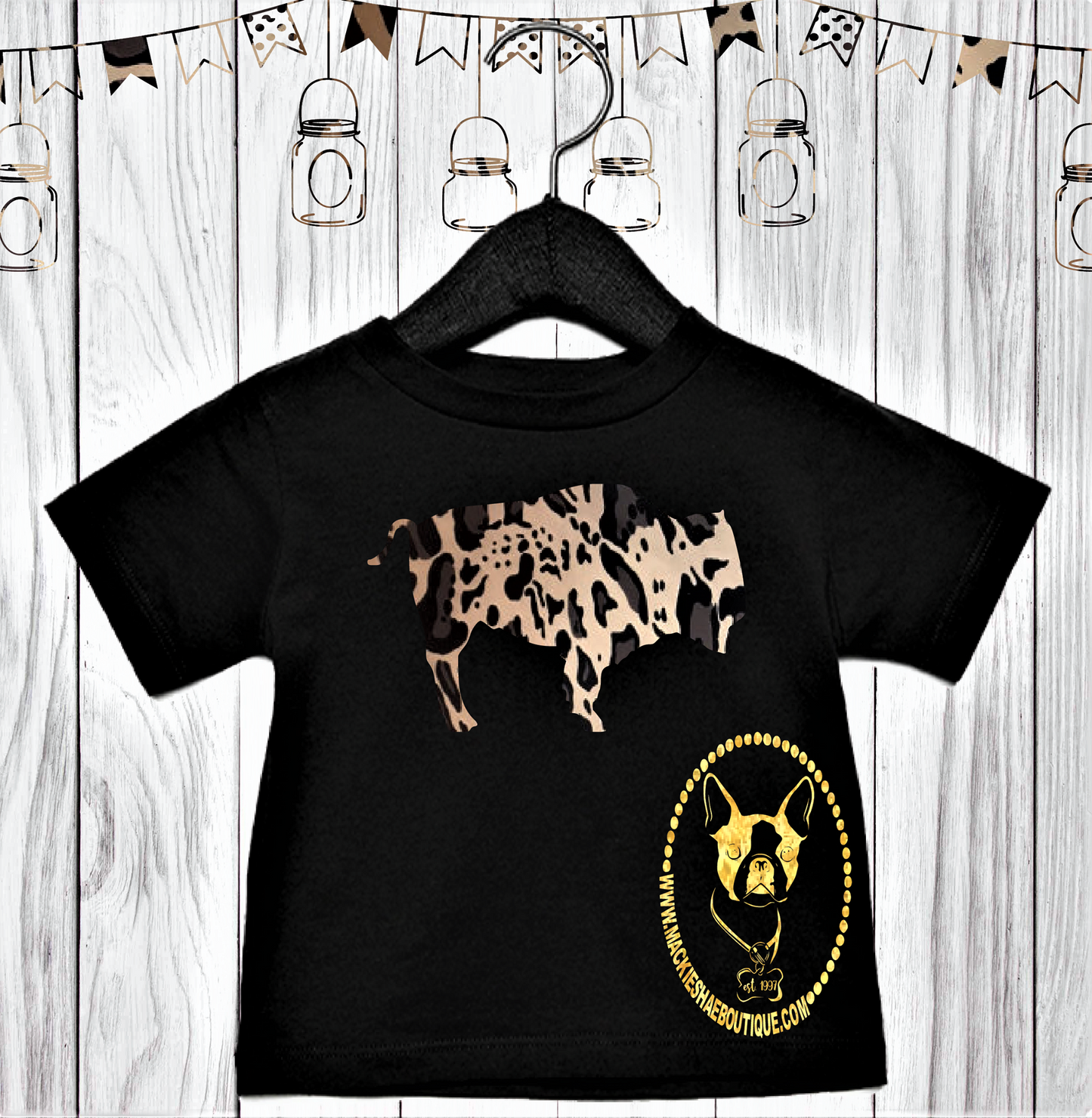 Metallic Leopard Bison Custom Shirt for Kids, Short Sleeve