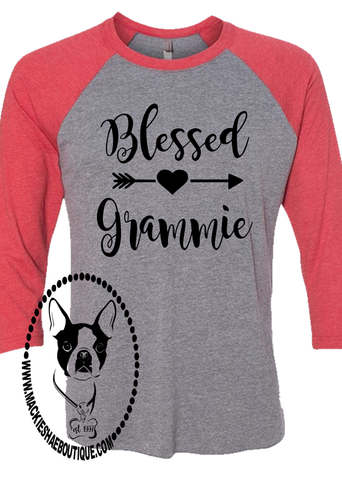 Blessed Grammie (Personalizable) with Heart Arrow Custom Shirt, 3/4 Sleeve