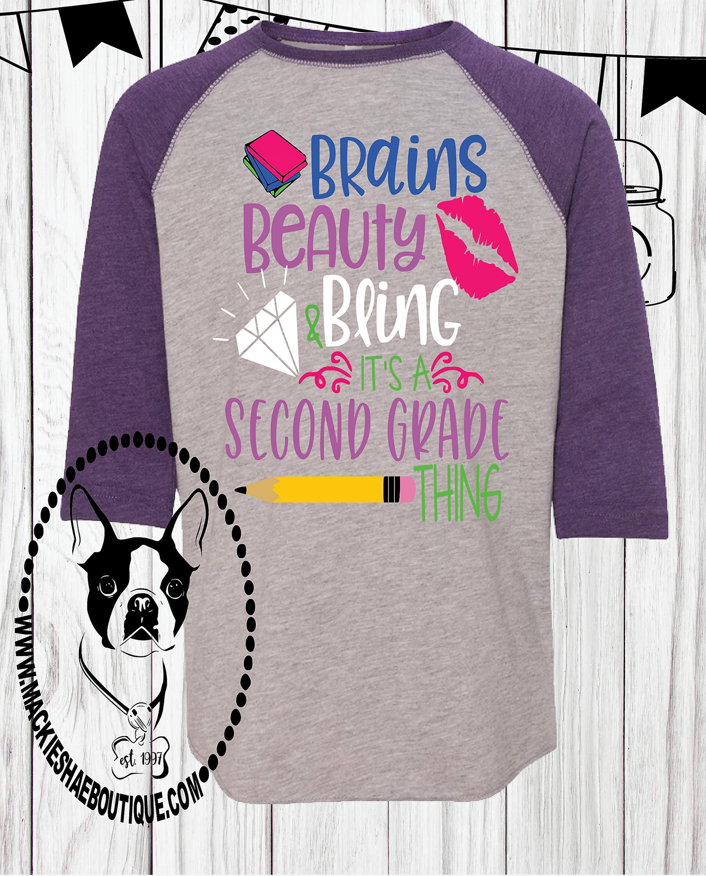 Brains Beauty Bling It's a First Grade, 2nd Grade {{Get Any Grade}} Thing Custom Shirt for Kids, 3/4 Sleeve