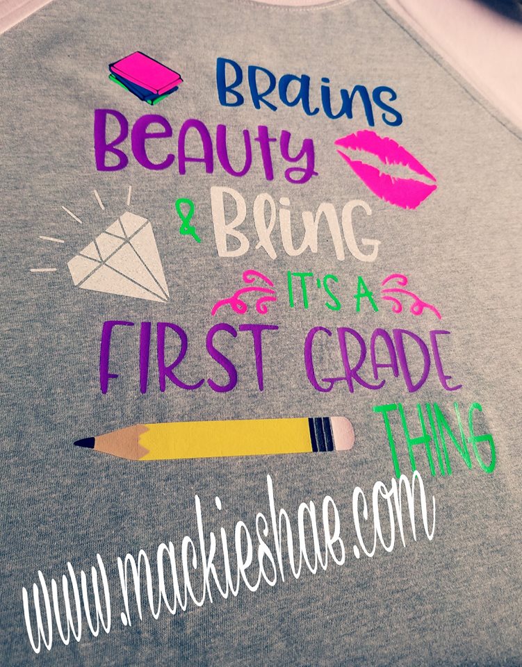 Brains Beauty Bling It's a First Grade, 2nd Grade {{Get Any Grade}} Thing Custom Shirt for Kids, 3/4 Sleeve