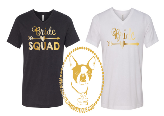 Bride & Bride Squad Arrow Custom Shirts, Short Sleeve