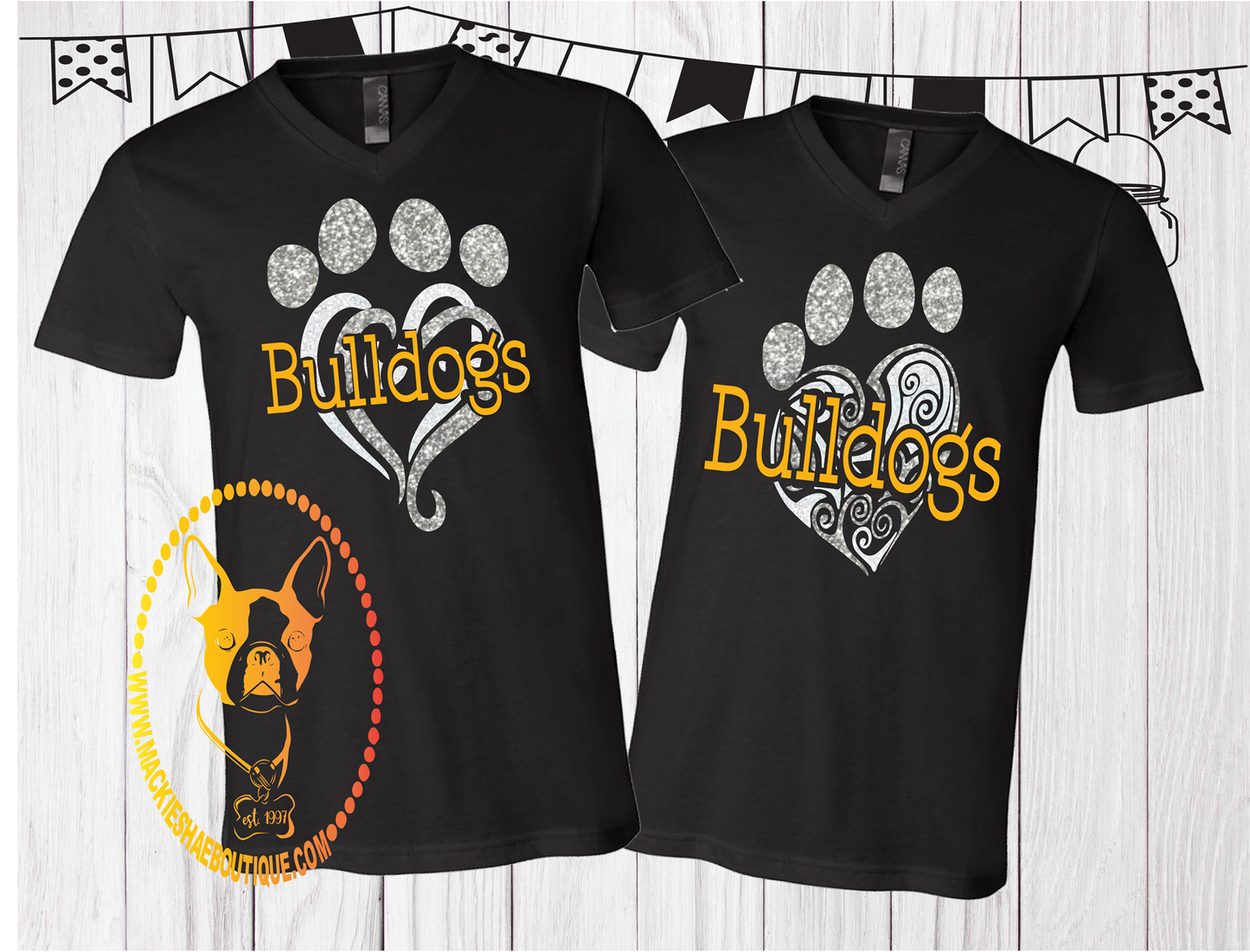 Bulldogs Paw Heart Custom Shirt (4 Options), Short Sleeve