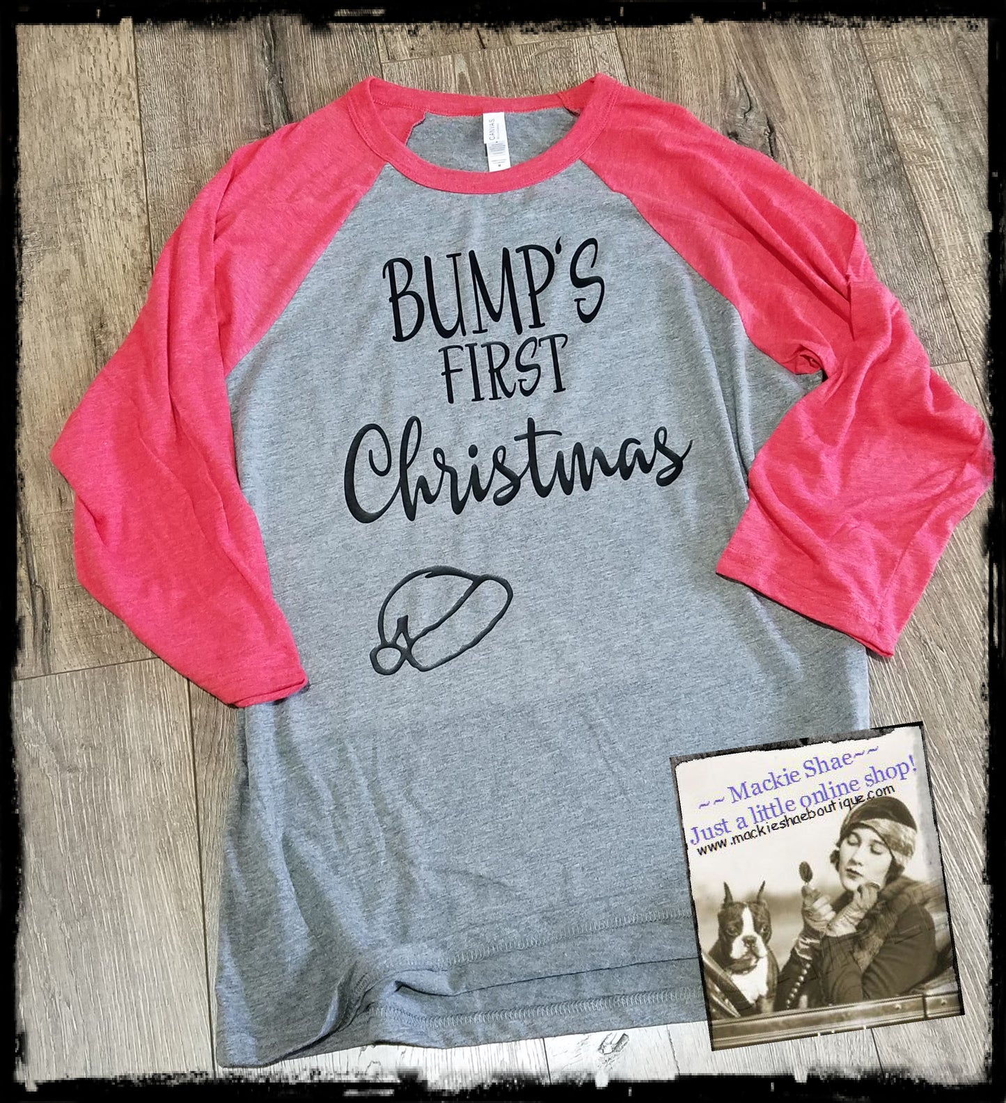 Bump's First Christmas Custom Shirt, 3/4 Sleeve