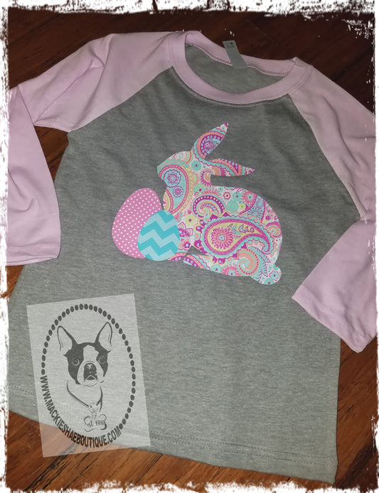 Paisley Easter Bunny with Eggs Custom Shirt for Kids