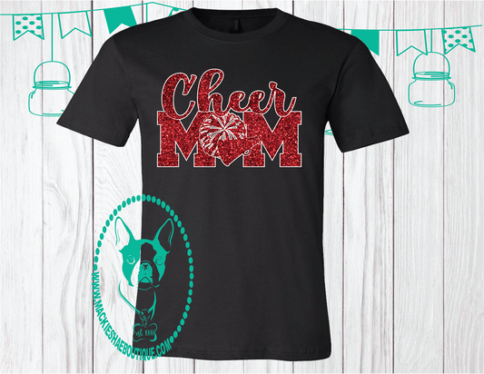 Cheer Mom Megaphone and Pom Pom Custom Shirt, Short Sleeve