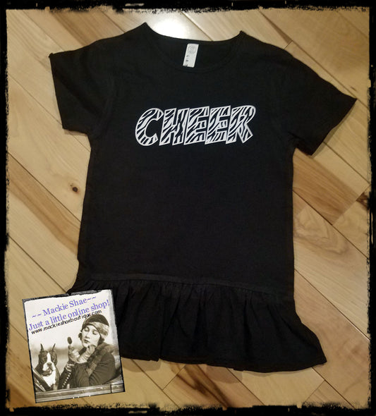 Zebra CHEER Custom Ruffle Shirt for Kids