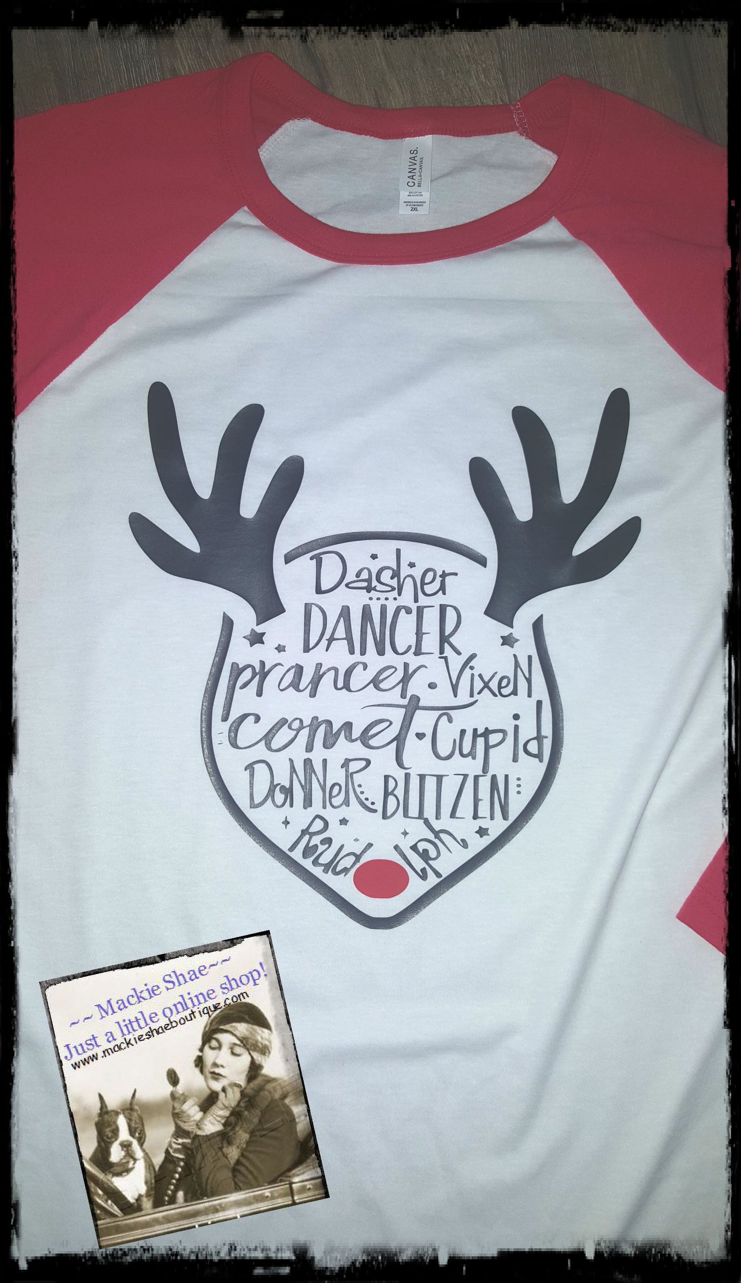 Christmas Reindeer Custom Shirt, 3/4 Sleeve