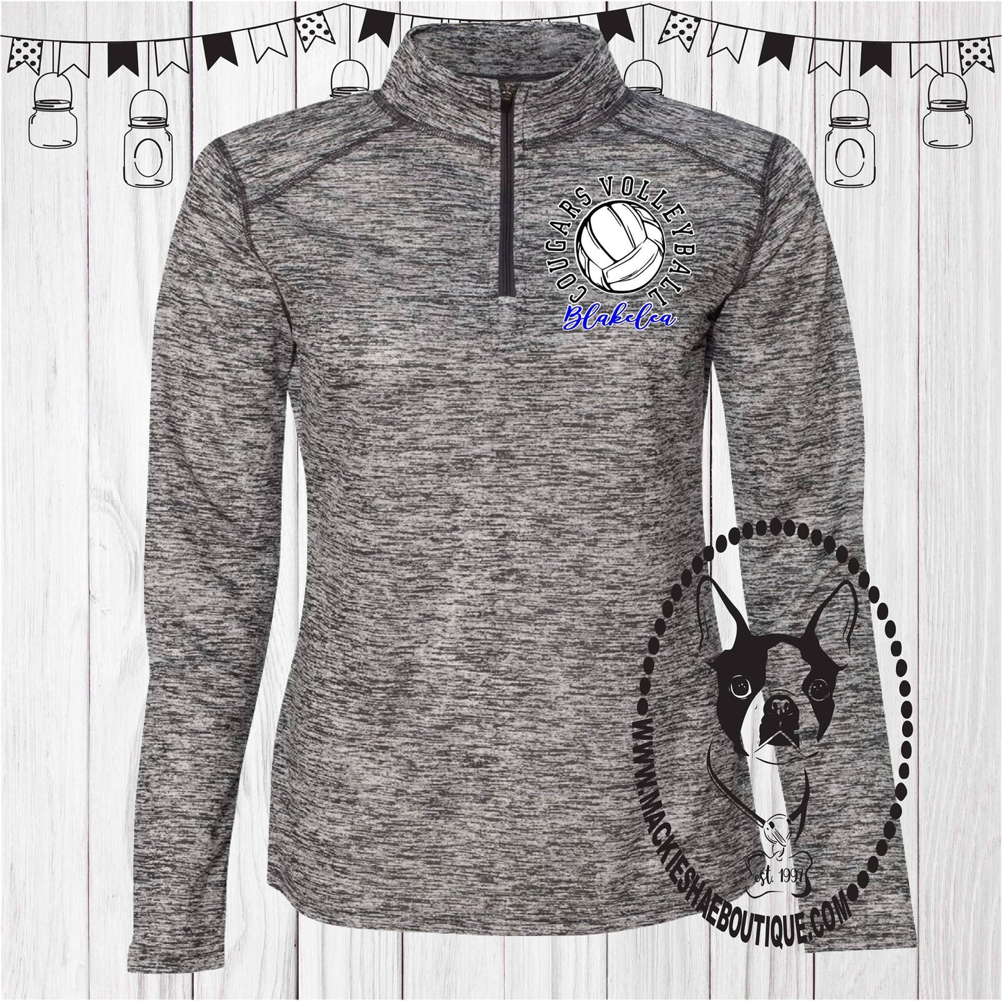 Cougars Volleyball Personalized Custom Shirt, Quarter Zip Womens Pullover