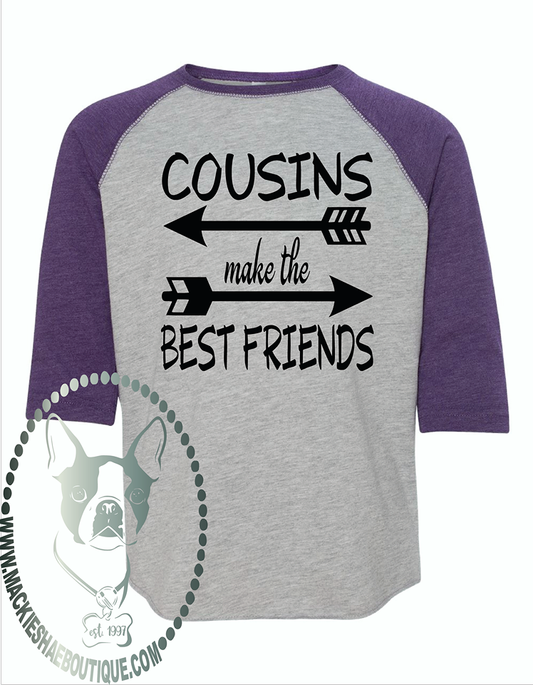 Cousins Make the Best Friends with Arrows (design 1) Custom Shirt for Kids, 3/4 Sleeve