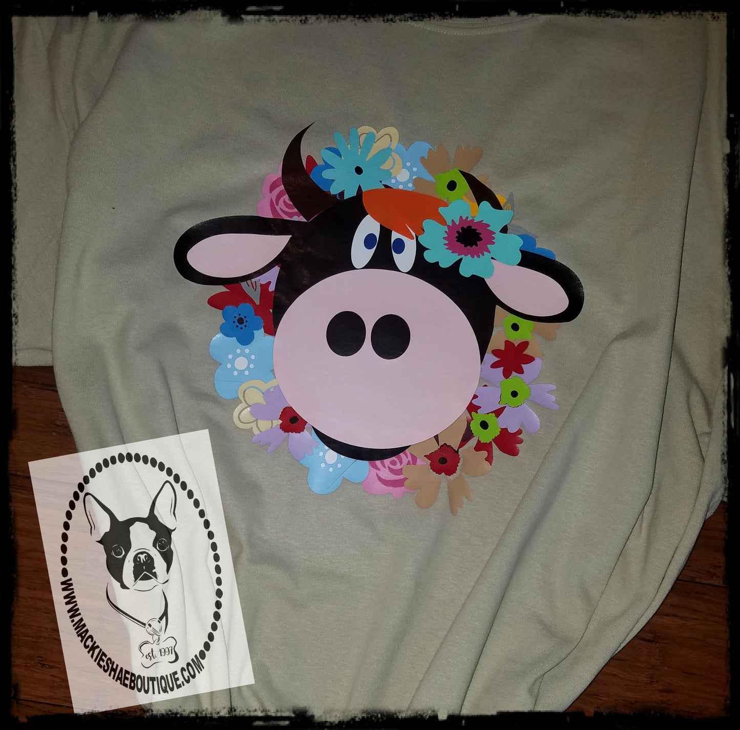 Cow with Flower Ring Custom Shirt, Short-Sleeve