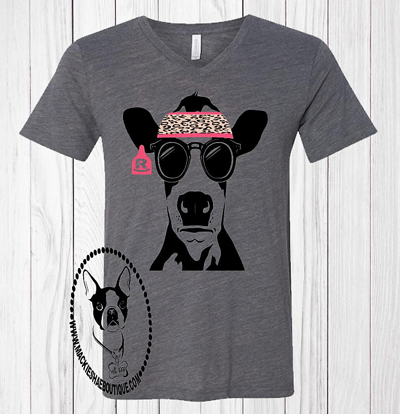 Cool Cow with Personalized Tag Custom Shirt, Short-Sleeve
